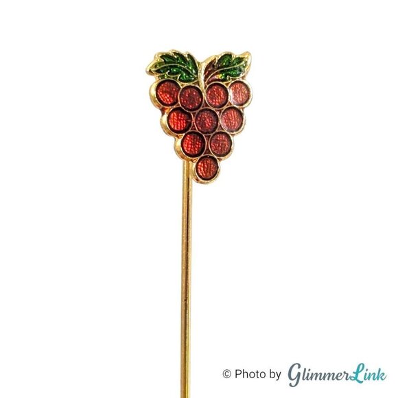 Vintage Grapes Enamel Gold Tone Stick Pin - Picture 2 of 12